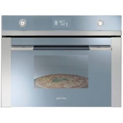 Smeg SFP4120PZ 60cm Reduced Height (45cm) Compact Pyrolytic Pizza Oven  in Stainless Steel and Silver Glass